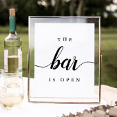 Zwart-wit "The Bar is Open" Weddenschap Poster