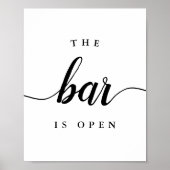 Zwart-wit "The Bar is Open" Weddenschap Poster (Voorkant)