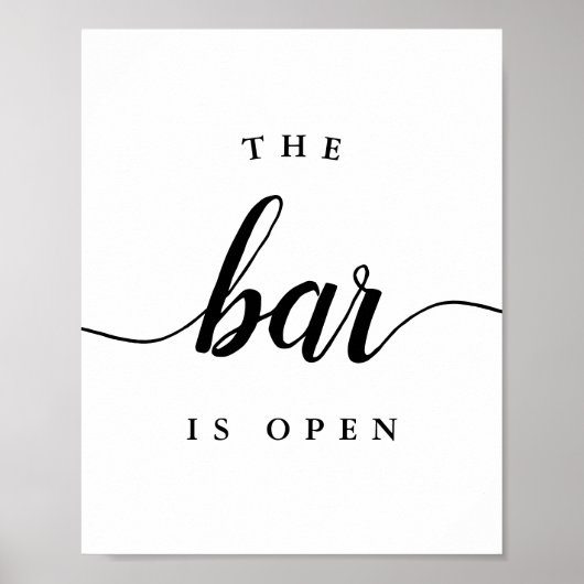 Zwart-wit "The Bar is Open" Weddenschap Poster (Voorkant)