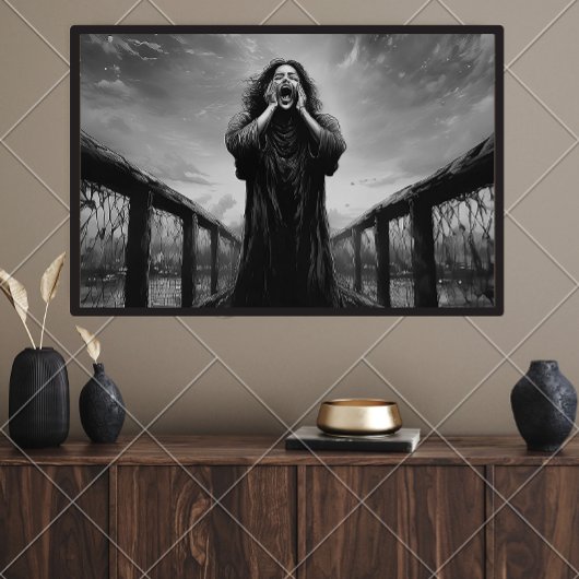 Zwart-wit The Scream Inspired Artwork | Perfect Poster