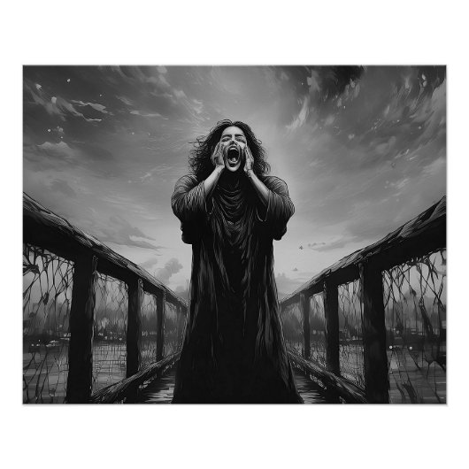 Zwart-wit The Scream Inspired Artwork | Perfect Poster (Voorkant)