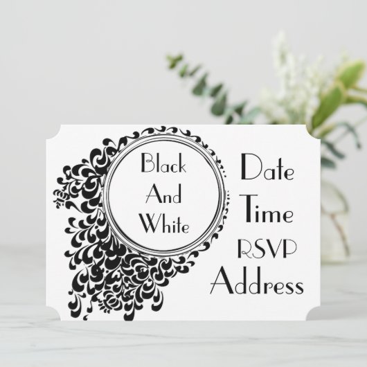 Zwart-wit themafeest kaart (Staand voorkant)