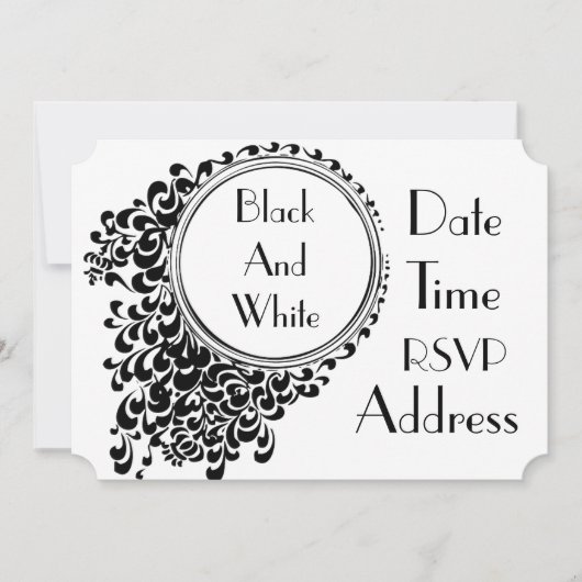 Zwart-wit themafeest kaart (Voorkant)