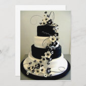 ZWART/WIT THEMATISCHE TROUWTAART UITNODIGING (Voorkant / Achterkant)