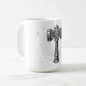 Zwart-wit Thor's Hamer Mjolnir Koffiemok (Voorkant links)