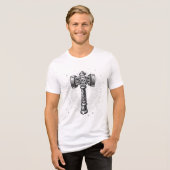 Zwart-wit Thor's Hamer Mjolnir Tri-Blend Shirt (Voorkant volledig)