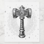 Zwart-wit Thor's Hamer Mjolnir Wijn Etiket (Enkel label)