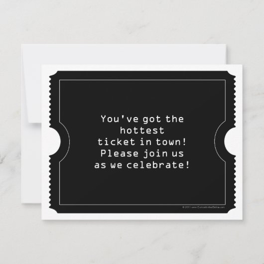 Zwart-wit ticket uitnodiging, digitale stijl kaart (Achterkant)