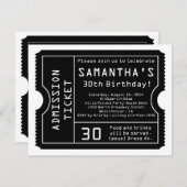 Zwart-wit ticket uitnodiging, digitale stijl kaart (Voorkant / Achterkant)