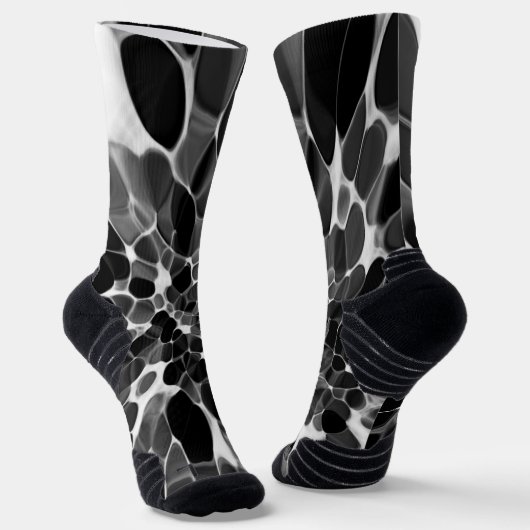 Zwart-wit Tie-dye Sokken (Gebogen)
