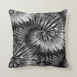 Zwart & Wit Tie Dye Starburst Spiral Retro Kussen