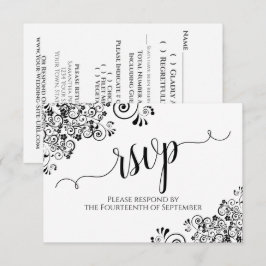 Zwart & wit tierelantijn elegante kalligrafie brui RSVP kaartje