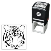 Zwart-wit Tiger Gezicht Strepen Silhouet Zelfinktende Stempel (In situ)