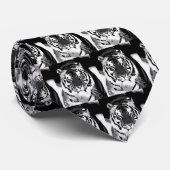 Zwart & Wit Tiger Pop Kunst Stropdas (Opgerold)