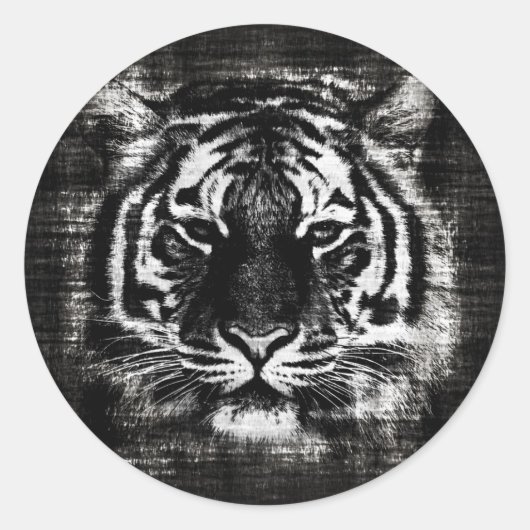 Zwart-wit Tiger  Sticker (Voorkant)