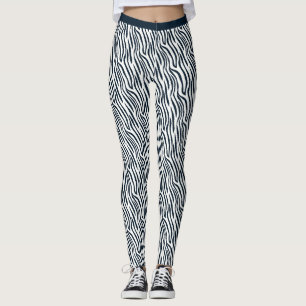 Zwart-wit Tiger Stripe Patroon Gym Fitness Leggings