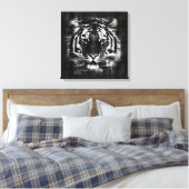 Zwart-wit Tiger  Verpakt Canvas (Insitu (Slaapkamer))