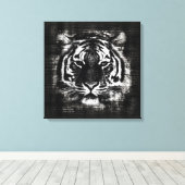 Zwart-wit Tiger  Verpakt Canvas (Insitu (Houten vloer))