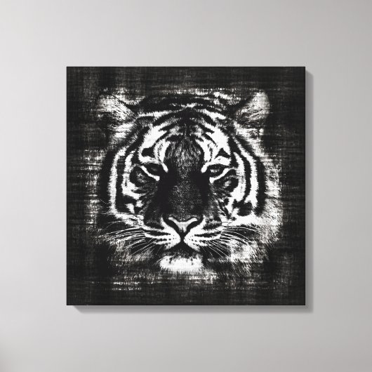 Zwart-wit Tiger Verpakt Canvas Afdruk (Voorkant)