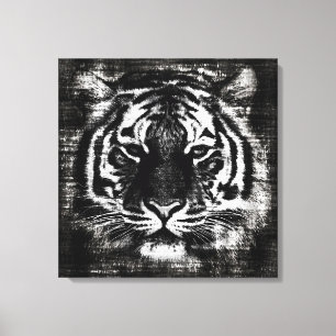 Zwart-wit Tiger  Verpakt Canvas Afdruk