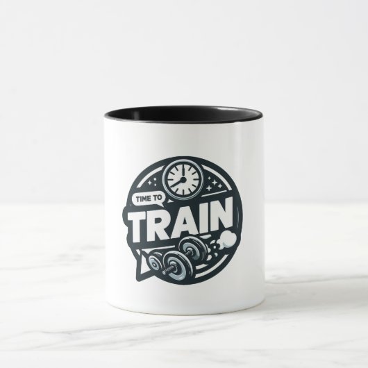Zwart-wit Tijd om te trainen Mok (Midden)