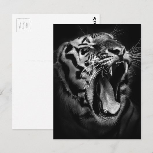 Zwart & Wit Tijger Inspirerend Briefkaart (Voorkant / Achterkant)