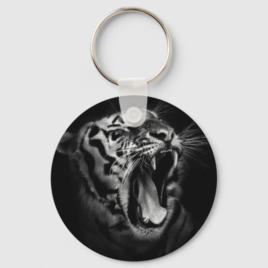 Zwart & Wit Tijger Inspirerend Sleutelhanger (Voorkant)