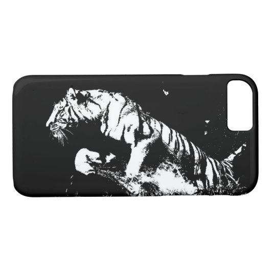 Zwart & Wit Tijger iPhone 7 Hoesje (Achterkant (Horizontaal))