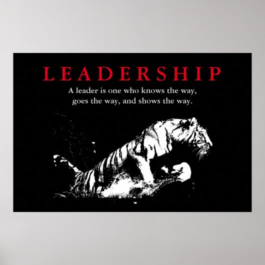 Zwart Wit Tijger Leiderschap Motivatie Poster (Voorkant)