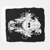 Zwart-wit Tijger schedel en mot Fleece Deken (Voorkant (Horizontaal))