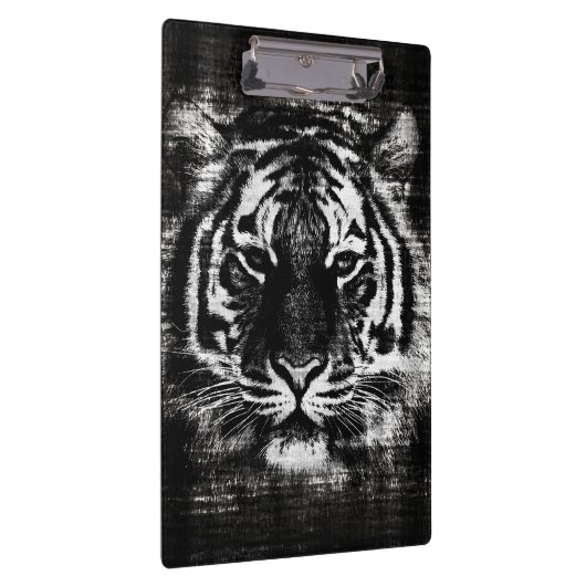 Zwart-wit tijgergezicht #2 klembord (Rechts)