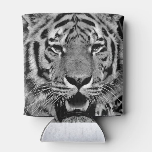 Zwart-wit tijgergezicht blikjeskoeler (Achterkant)