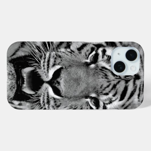 Zwart-wit tijgergezicht Case-Mate iPhone case (Achterkant (horizontaal))