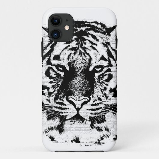 Zwart-wit tijgergezicht dicht Case-Mate iPhone case (Achterkant)