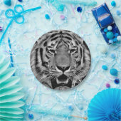 Zwart-wit tijgergezicht papieren bordje (Feest)