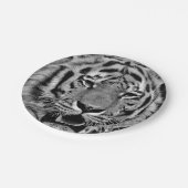 Zwart-wit tijgergezicht papieren bordje (Gekanteld)