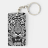 Zwart-wit tijgergezicht sleutelhanger (achterkant)