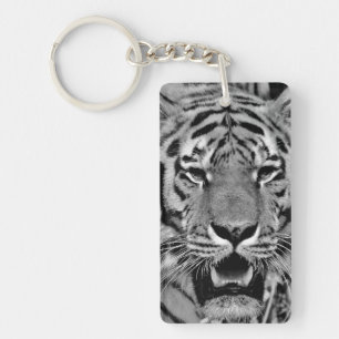 Zwart-wit tijgergezicht sleutelhanger