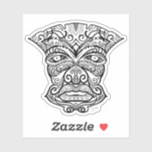 Zwart-wit Tiki masker Sticker (Vel)