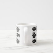 Zwart-wit Tiki-vis- en bloempatroon Espresso Kop (Achterkant)