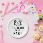 Zwart Wit Til Death Do us Part Skelet Bruiloft Papieren Bordje (Feest)