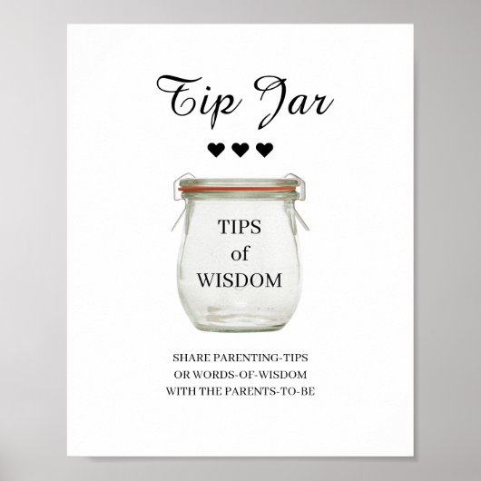 Zwart & Wit Tip Jar Poster (Voorkant)