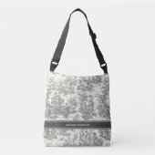 zwart-wit Toile de Jouy bedrukt Crossbody Tas (Voorkant)