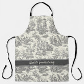  zwart-wit Toile de Jouy bedrukt Schort (Voorkant)