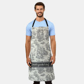  zwart-wit Toile de Jouy bedrukt Schort (Gedragen)