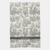  zwart-wit Toile de Jouy bedrukt Theedoek (Verticaal)