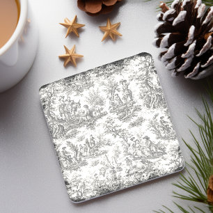  zwart-wit Toile de Jouy patroon Stenen Onderzetter