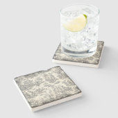 zwart-wit Toile de Jouy patroon Stenen Onderzetter (Zijkant)