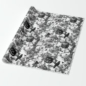 Zwart-wit toile Halloween Cadeaupapier (Uitgerold)