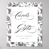 Zwart & Wit  Toile Kaarten & Geschenken Trouwen Poster (Voorkant)